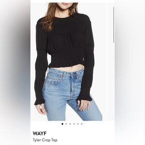 WAYF Tyler Crop Top. Black. Long sleeve. Size Medium.
